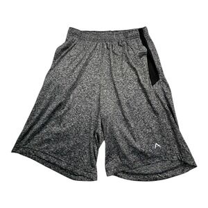 Ascend Athletic Shorts Heather Gray Black Trim Elastic Waist Gym Workout Mens‎ M